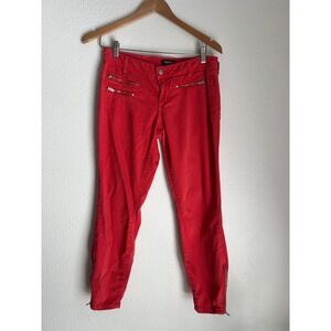 bebe Skinny Jeans Red‎ Zip Ankle & Pockets Casual Pants